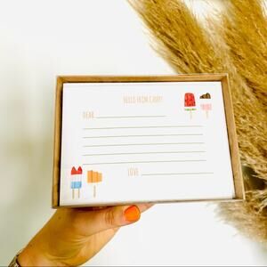 NEW ANTHROPOLOGIE White Red Blue Illustrated Camp Popsicle Card Notecards s/10